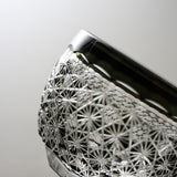 Yamada Glass - Crystal Glass Sake Cup - 縁繋ぎ - Asanoha - Black