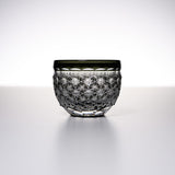 Yamada Glass - Crystal Glass Sake Cup - 縁繋ぎ - Asanoha - Black
