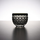 Yamada Glass - Crystal Glass Sake Cup - 縁繋ぎ - Asanoha - Black