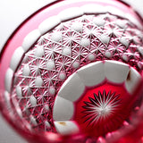 Yamada Glass - Crystal Glass Sake Cup - 縁繋ぎ - Asanoha - Red