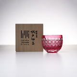 Yamada Glass - Crystal Glass Sake Cup - 縁繋ぎ - Asanoha - Red