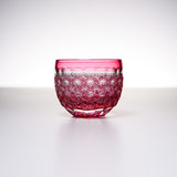 Yamada Glass - Crystal Glass Sake Cup - 縁繋ぎ - Asanoha - Red