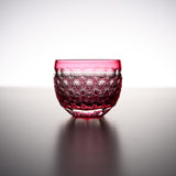 Yamada Glass - Crystal Glass Sake Cup - 縁繋ぎ - Asanoha - Red