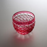 Yamada Glass - Crystal Glass Sake Cup - 縁繋ぎ - Asanoha - Red