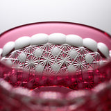 Yamada Glass - Crystal Glass Sake Cup - 縁繋ぎ - Asanoha - Red