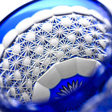 Yamada Glass - Crystal Glass Sake Cup - 縁繋ぎ - Asanoha - Blue