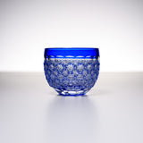 Yamada Glass - Crystal Glass Sake Cup - 縁繋ぎ - Asanoha - Blue