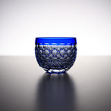 Yamada Glass - Crystal Glass Sake Cup - 縁繋ぎ - Asanoha - Blue
