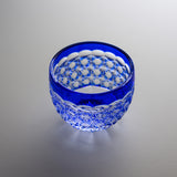 Yamada Glass - Crystal Glass Sake Cup - 縁繋ぎ - Asanoha - Blue