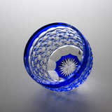 Yamada Glass - Crystal Glass Sake Cup - 縁繋ぎ - Asanoha - Blue