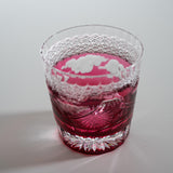 Yamada Glass - Crystal Glass Rock Glass - Mt Fuji - Red