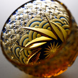 Yamada Glass - Crystal Glass Sake Cup - Sazanami / 漣 - Amber Blue