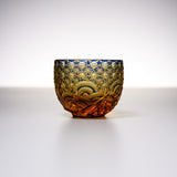 Yamada Glass - Crystal Glass Sake Cup - Sazanami / 漣 - Amber Blue
