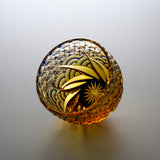 Yamada Glass - Crystal Glass Sake Cup - Sazanami / 漣 - Amber Blue