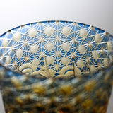 Yamada Glass - Crystal Glass Rock Glass - 漣 - Sazanami - Amber Blue