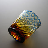 Yamada Glass - Crystal Glass Rock Glass - 漣 - Sazanami - Amber Blue