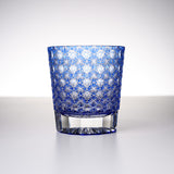 Yamada Glass - Crystal Glass Rock Glass -  縁繋ぎ - Asanoha - Blue