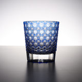 Yamada Glass - Crystal Glass Rock Glass -  縁繋ぎ - Asanoha - Blue