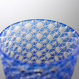 Yamada Glass - Crystal Glass Rock Glass -  縁繋ぎ - Asanoha - Blue