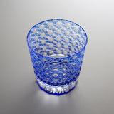 Yamada Glass - Crystal Glass Rock Glass -  縁繋ぎ - Asanoha - Blue