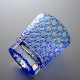 Yamada Glass - Crystal Glass Rock Glass -  縁繋ぎ - Asanoha - Blue