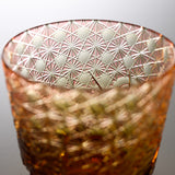 Yamada Glass - Crystal Glass Rock Glass - 漣 - Sazanami - Amber Red