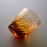 Yamada Glass - Crystal Glass Rock Glass - 漣 - Sazanami - Amber Red
