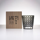 Yamada Glass - Crystal Glass Rock Glass -  縁繋ぎ - Asanoha - Black