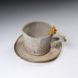 Yamano Usagi Handmade Rabbit White Cup and Saucer - Yellow Bunny / 山野うさぎ カップソーサー
