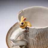 Yamano Usagi Handmade Rabbit White Cup and Saucer - Yellow Bunny / 山野うさぎ カップソーサー