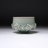 INOME Handmade Matcha Bowl - Celadon Green Rose : 青磁薔薇 / 小野 穣
