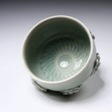 INOME Handmade Matcha Bowl - Celadon Green Rose : 青磁薔薇 / 小野 穣