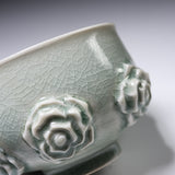 INOME Handmade Matcha Bowl - Celadon Green Rose : 青磁薔薇 / 小野 穣