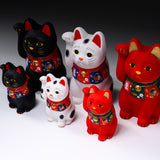 Seto ware Lucky Ornament - Beckoning Cat - Large Red / 縁起玩具