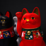 Seto ware Lucky Ornament - Beckoning Cat - Large Red / 縁起玩具