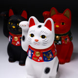 Seto ware Lucky Ornament - Beckoning Cat - Large White / 縁起玩具