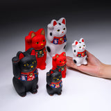 Seto ware Lucky Ornament - Beckoning Cat - Large Red / 縁起玩具