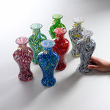 Tsugaru Vidro Free-blown Flower Vase - Verdant Greens of Towada / 十和田の万緑
