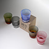 Yamada Glass - Crystal Glass Rock Glass -  縁繋ぎ - Asanoha - Black