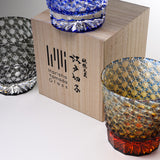 Yamada Glass - Crystal Glass Rock Glass -  縁繋ぎ - Asanoha - Black