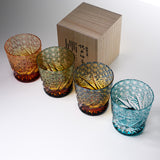 Yamada Glass - Crystal Glass Rock Glass - 漣 - Sazanami - Amber Blue