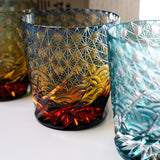 Yamada Glass - Crystal Glass Rock Glass - 漣 - Sazanami - Amber Green