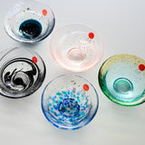 Kinsai Glass Sake Cup with Wooden Box - Starry Night / 金彩盃 星夜