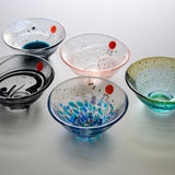 Kinsai Glass Sake Cup with Wooden Box - Moonlight / 金彩盃 月明かり