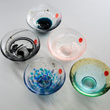 Kinsai Glass Sake Cup with Wooden Box - Hanagasumi / 金彩盃 花霞