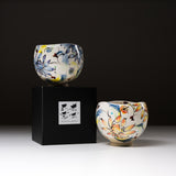 Kokuzou Kiln Kutani Tea Cup "Dancing Flower" / Small Matcha Bowl - Blue / 虚空蔵窯