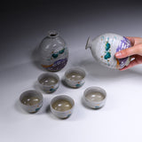 Kutani ware Sake Set - Grace Flower / 九谷焼 酒器セット