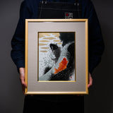 Kutani ware Premium Framed Porcelain Artwork - Fukuda Yoshinori - Carp / 九谷焼