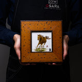 Kutani ware Framed Porcelain Artwork - Toshito Nakamura - Running Horse / 九谷焼