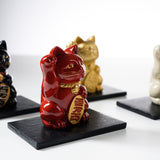 Metal Alloy Ornament with Urushi Paint - Lucky Cat - Gold / 銀雅堂 招き猫